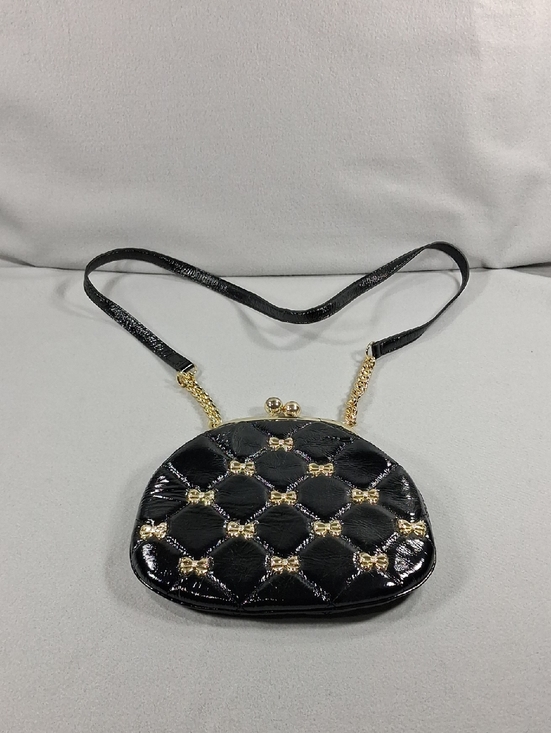 Handbags - Black Quilted Crossbody Bag with Gold Accents